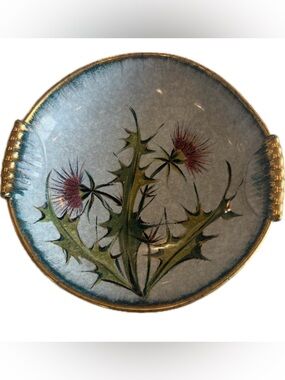 Vintage SACA Sesto Florentino Italian Footed Bowl~ 8.5”~ Thistle Motif